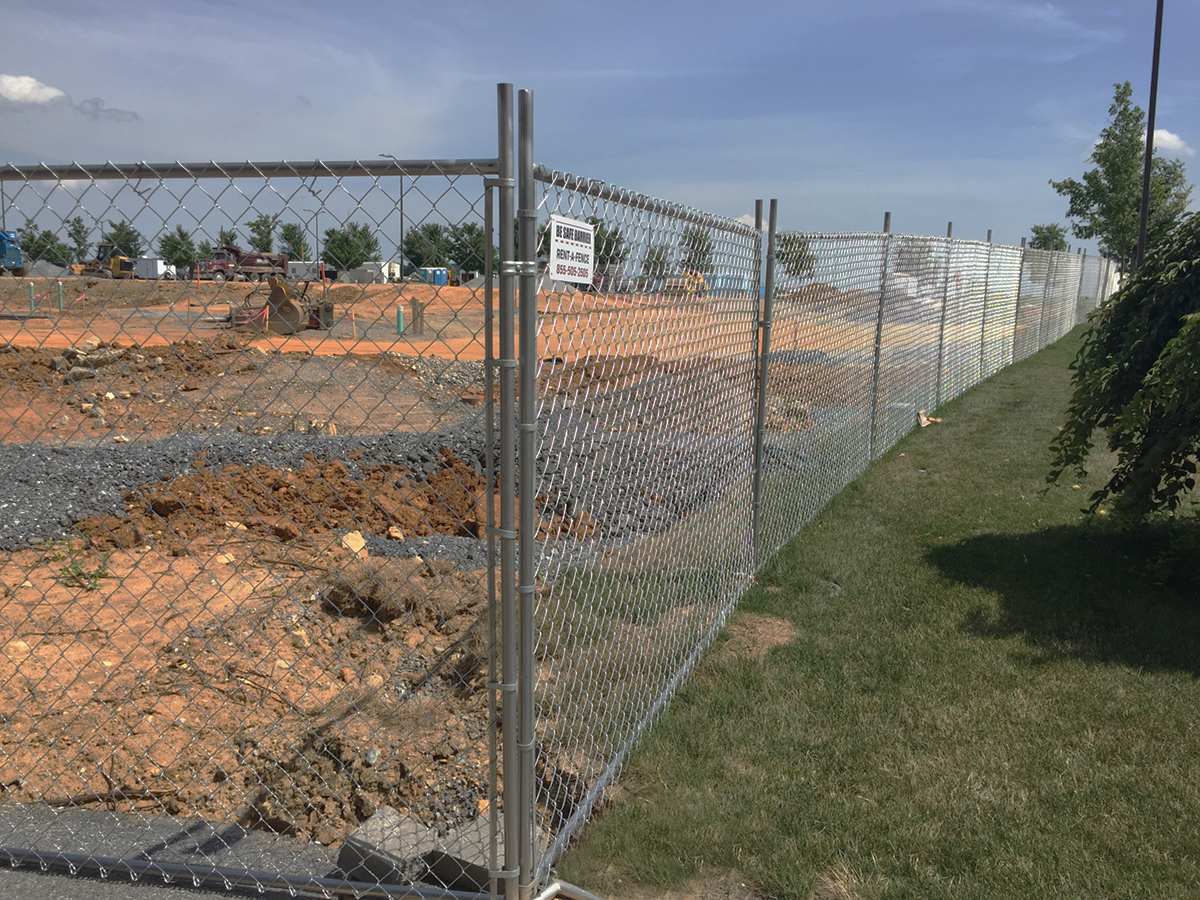 panel fence around a construction site