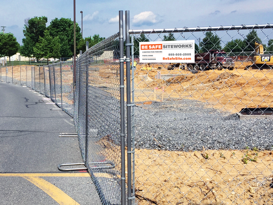 Fencing-Home pg large construction site enclosed in Be Safe Siteworks panel fencing